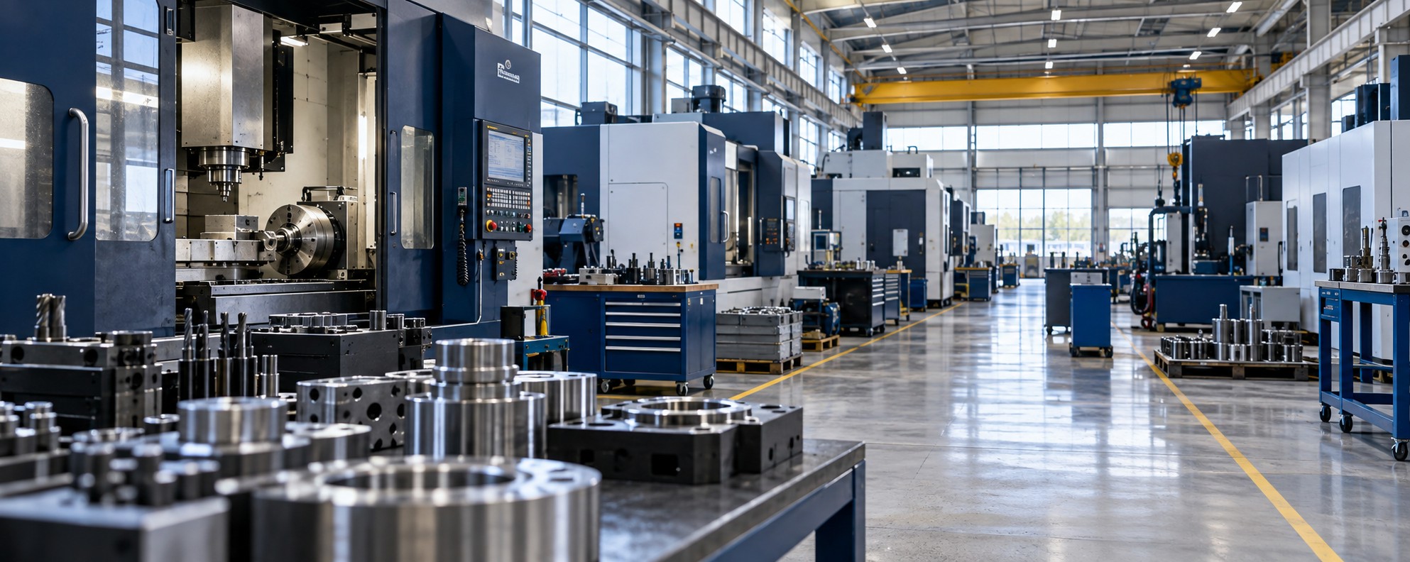 Precision production machinery on a factory floor