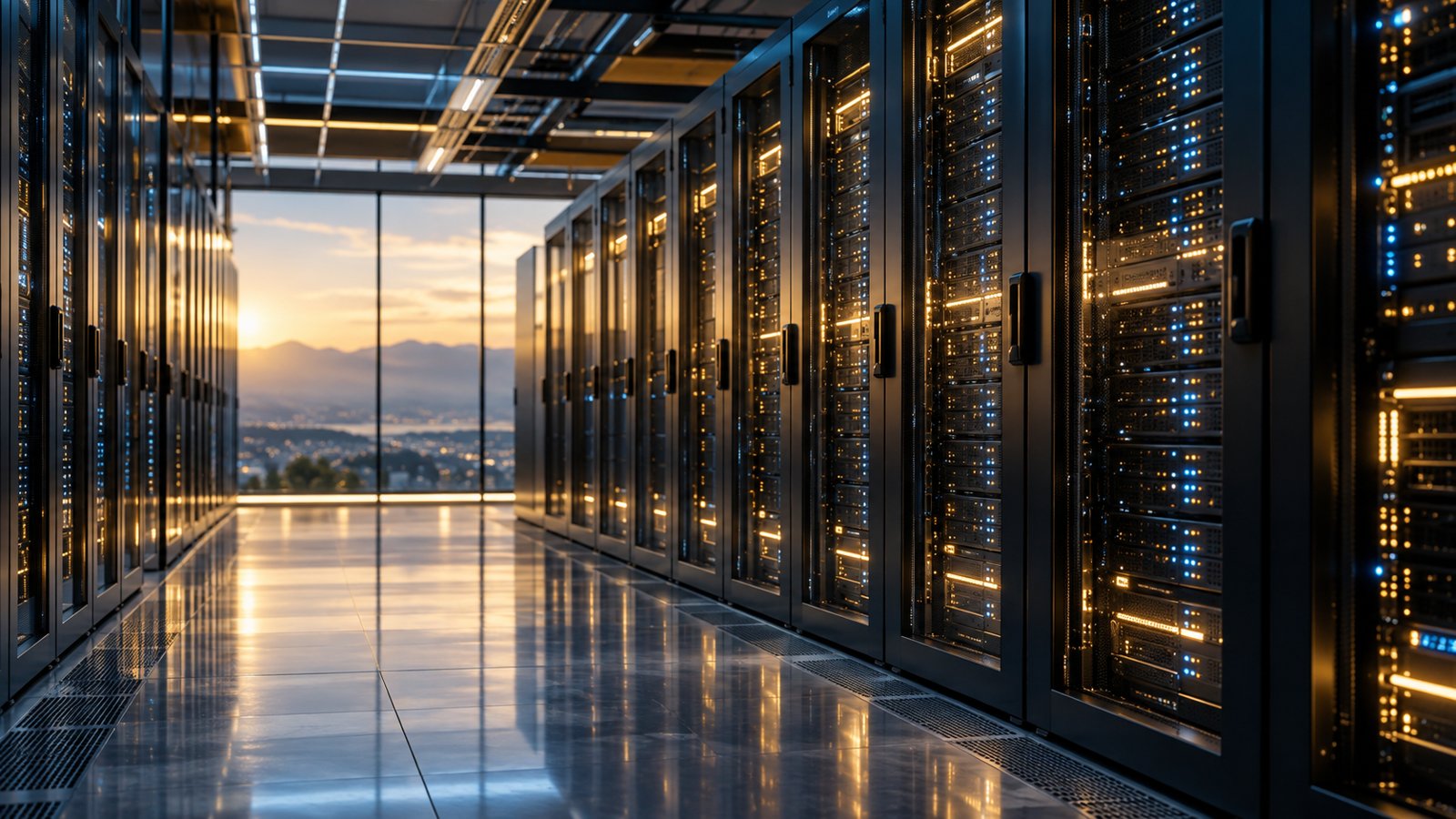 Modern data center server racks